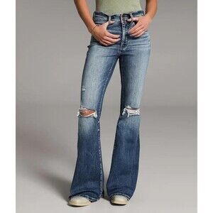 Buckle Black Fit No. 35 Flare Jeans Womens 29x36 Distressed Shaping Smoothing